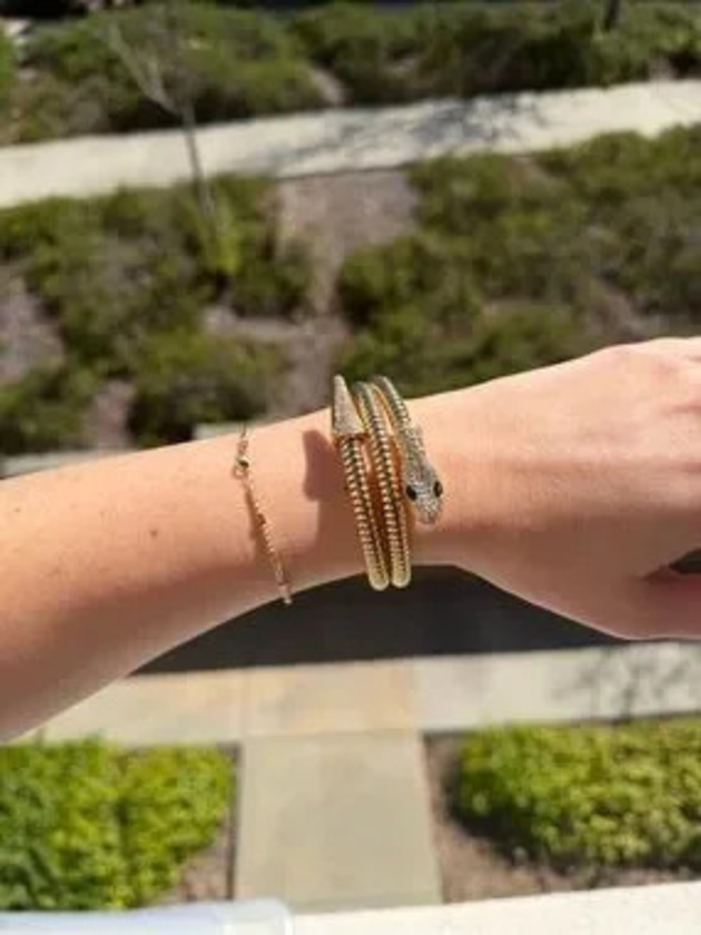 Gold Pave Snake Coil Bracelet Serpenti Style